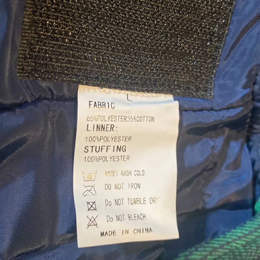 Kouser British Style Green Plaid Winter Dog Coat Jacket Reversible Size L
